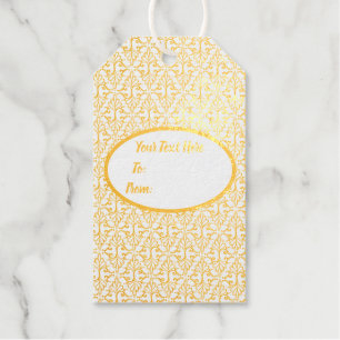 Fancy Gold Abstract Damask Pattern Scrolls Gift Tags