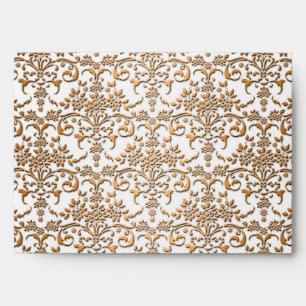 Fancy Gold and White Damask Pattern Envelope