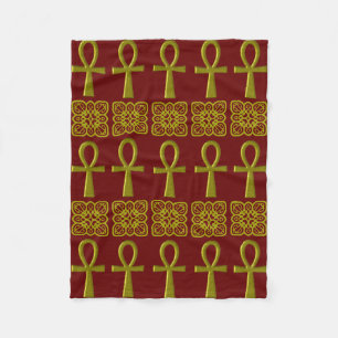 Fancy Gold Ankh Fleece Blanket