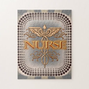 Fancy gold caduceus nurse  jigsaw puzzle