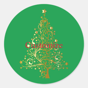 Fancy Gold Christmas Tree Thunder_Cove  Classic Round Sticker