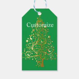 Fancy Gold Christmas Tree Thunder_Cove  Gift Tags