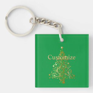 Fancy Gold Christmas Tree Thunder_Cove Key Ring