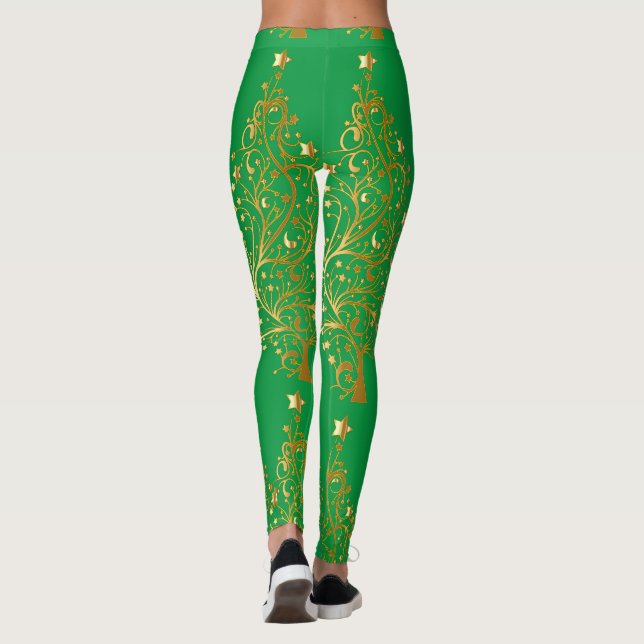 Fancy Gold Christmas Tree Thunder_Cove  Leggings (Back)