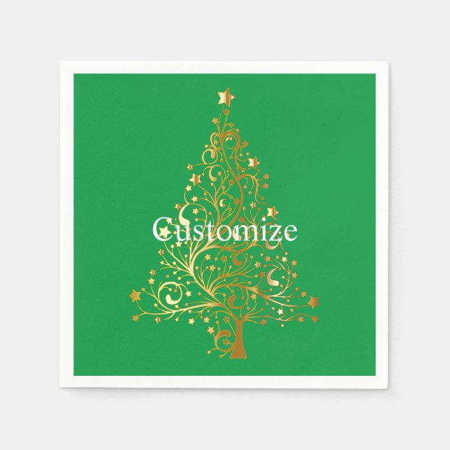 Fancy Gold Christmas Tree Thunder_Cove  Napkin (Front)