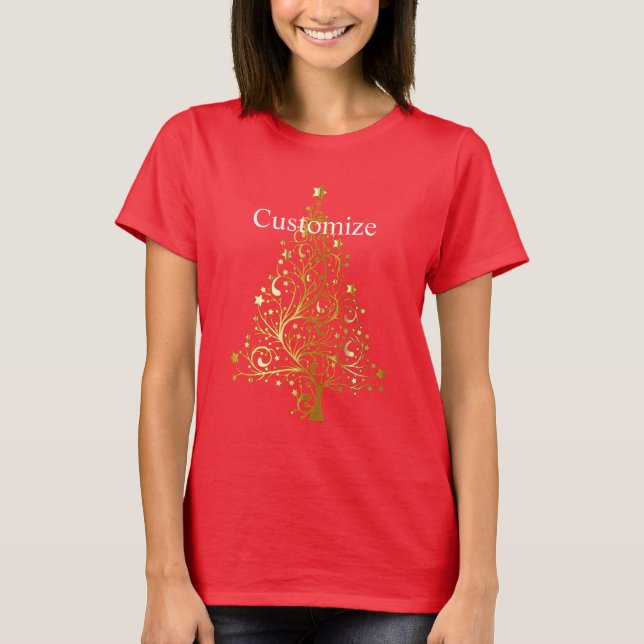 Fancy Gold Christmas Tree Thunder_Cove  T-Shirt (Front)