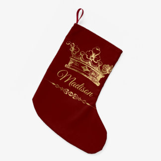 Fancy Gold Crown Personalized Small Christmas Stocking