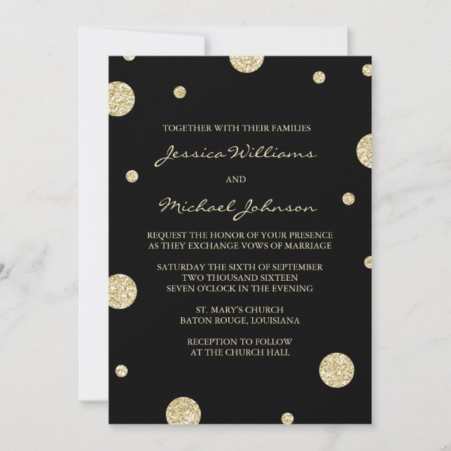 Fancy Gold Glitter Confetti | Wedding Invitations (Front)