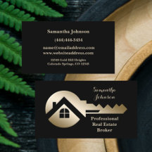 Fancy Gold Key Real Estate Broker Business Card