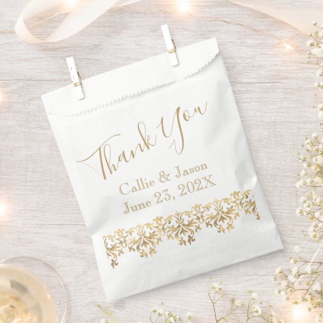 Fancy Gold Lettering Thank You Favour Bags (Clipped)
