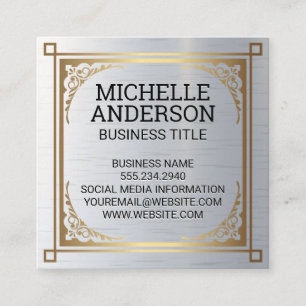 Fancy Gold Metallic Border Metal Background Loyalty Card