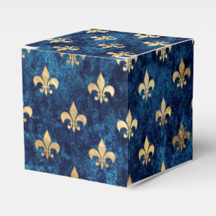Fancy Gold on Navy Fleur de Lis Favour Box