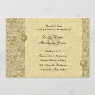 Fancy Gold Vintage Brocade Wedding Invitations