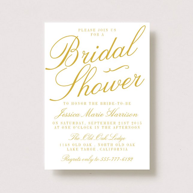 Fancy Gold & White Bridal Shower Invitations (Creator Uploaded)