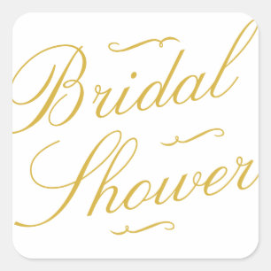 Fancy Gold & White Bridal Shower Stickers