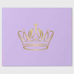 fancy golden crown iconed purple gift  wrapping paper