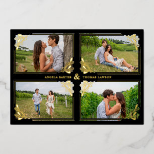 Fancy Golden Minimalist Branches Frame 4 Photos