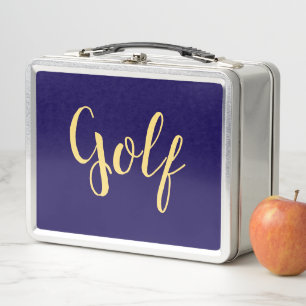 Fancy GOLF Script On Bold Modern Elegant Black Metal Lunch Box