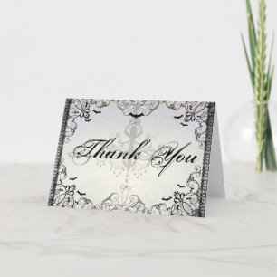 Fancy Gothic Bats Halloween Wedding thank you Card