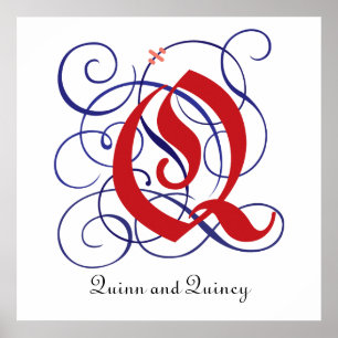 Fancy Gothic Caps Letter Q, 300dpi PNG Poster