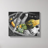 Fancy Gourds In Wicker Basket Partial Colour