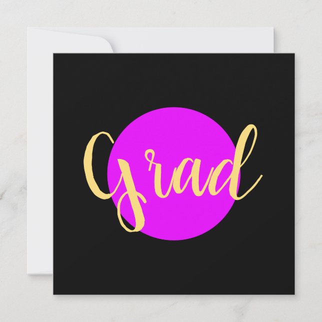 Fancy "Grad" Text Black Vivid Pink Backgrounds (Front)