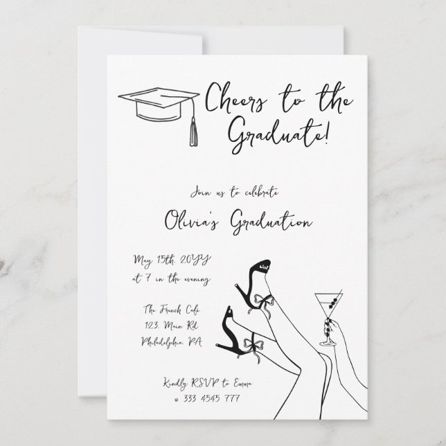 Fancy Graduation Party photo on backside Invitation (Front)