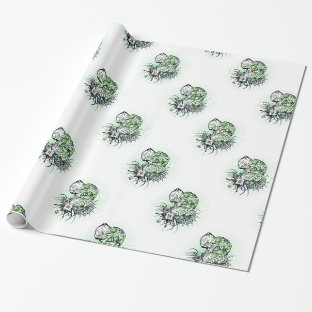 Fancy Great Great Dane Illustration  Wrapping Paper (Unrolled)