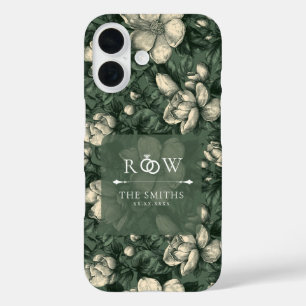 Fancy Green Gardenias Accent Floral Wedding iPhone 16 Case
