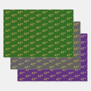 Fancy Green, Grey, Purple, Faux Gold 42nd Event # Wrapping Paper Sheet