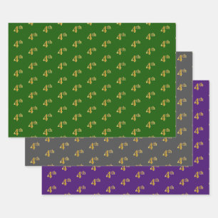 Fancy Green, Grey, Purple, Faux Gold 4th Event # Wrapping Paper Sheet