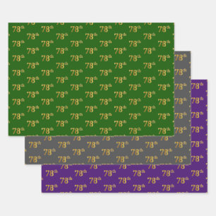 Fancy Green, Grey, Purple, Faux Gold 78th Event # Wrapping Paper Sheet