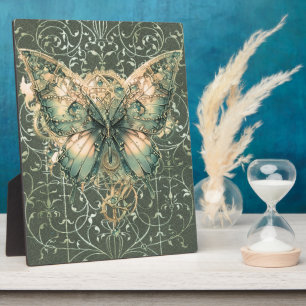 Fancy Green Steampunk Butterfly Tabletop Plaque