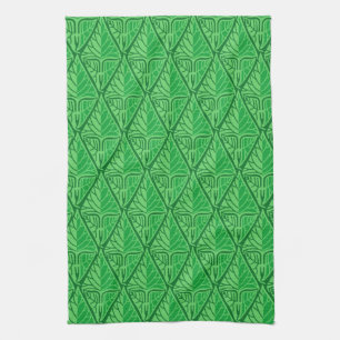 Fancy Green Tropical Leaves Tea Towel
