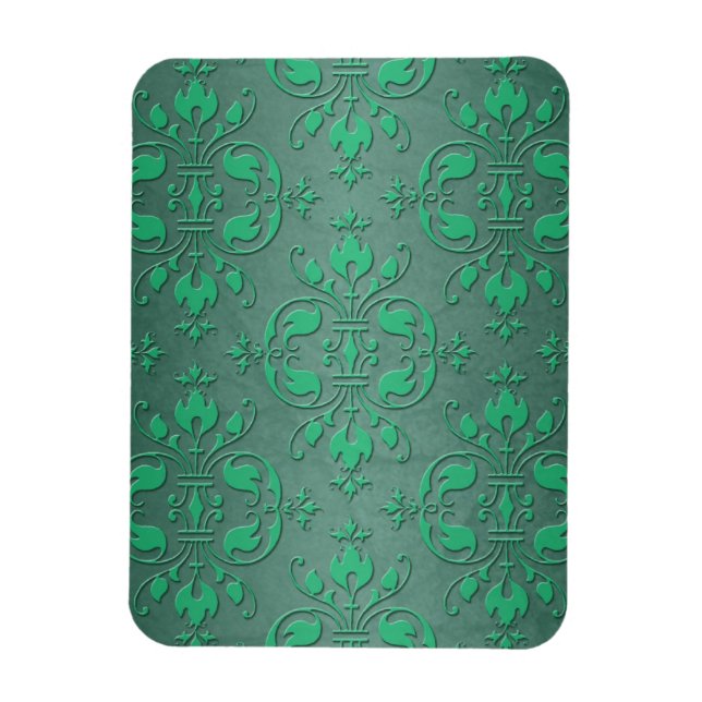 Fancy Green Two Tone Damask Magnet (Vertical)