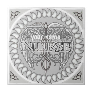 Fancy grey caduceus nurse  tile
