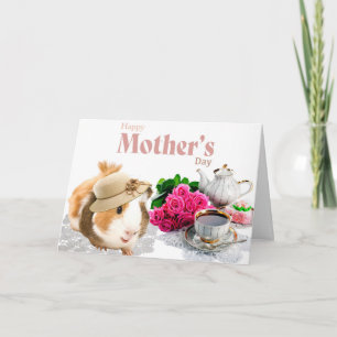 Fancy Guinea Pig Tea Party Mother's Day Card