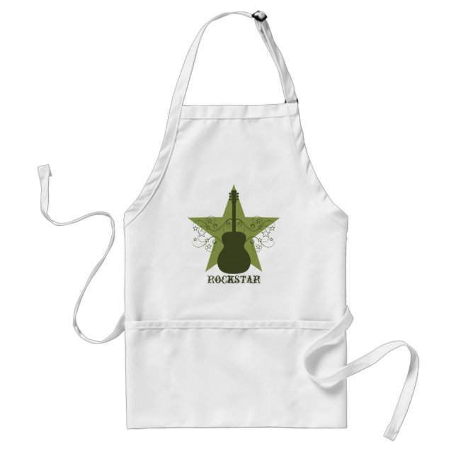 Fancy Guitar Star Swirls Apron, Green Standard Apron (Front)
