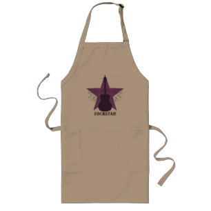 Fancy Guitar Star Swirls Apron, Purple Long Apron