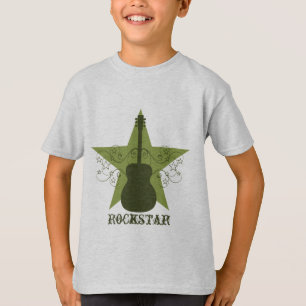 Fancy Guitar Star Swirls Kid's Tee, Green T-Shirt