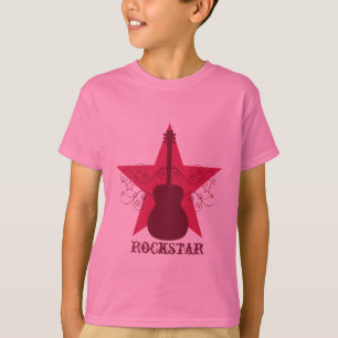 Fancy Guitar Star Swirls Kid's Tee, Magenta T-Shirt