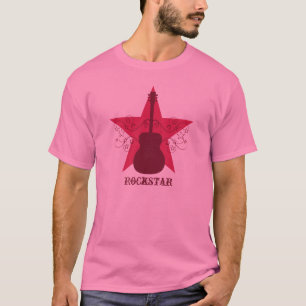 Fancy Guitar Star Swirls Men's Tee, Pink T-Shirt
