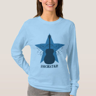 Fancy Guitar Star Swirls Women's Shirt, Royal Blue T-Shirt