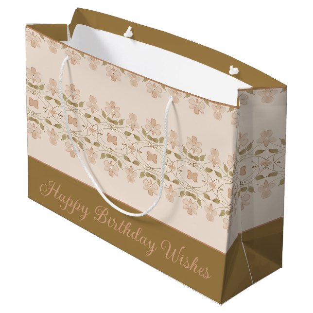 Fancy Happy Birthday Wishes Large Gift Bag (Back Angled)