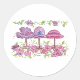 Fancy Hats and Flowers Classic Round Sticker