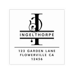 Fancy Head Letter - I -  Return Address Monogram Self-inking Stamp
