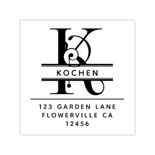 Fancy Head Letter - K -  Return Address Monogram Self-inking Stamp
