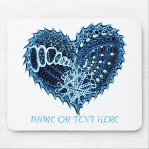 Fancy Heart Fire Doodle Mouse Pad