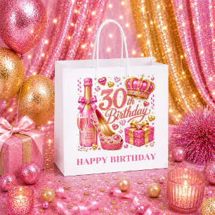 Fancy Hot Pink Sparkle 30th Birthday Gift Bag