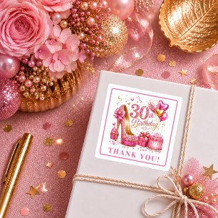 Fancy Hot Pink Sparkle 30th Birthday Stickers